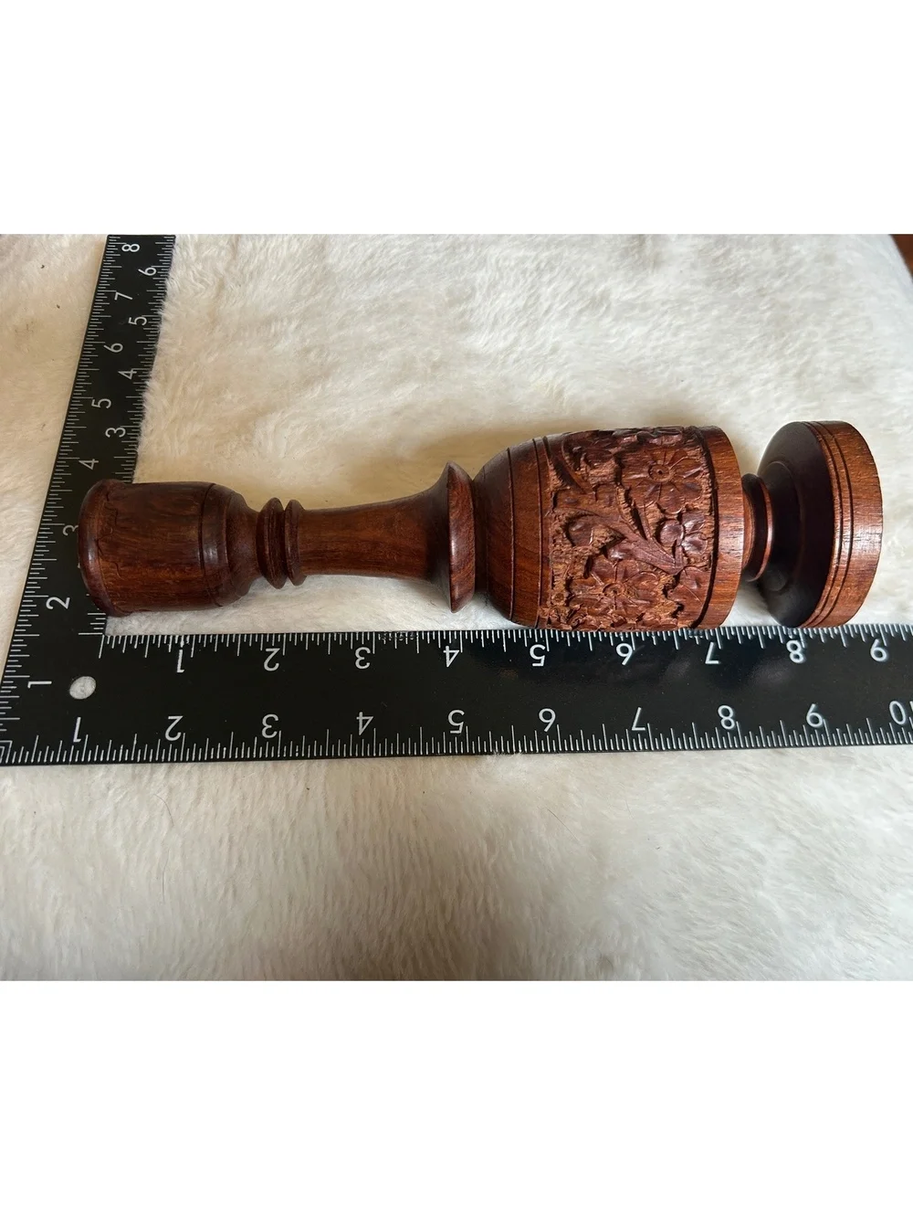 Hand-Carved Wooden Candle Holders Set of 2 from India